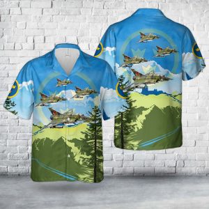 Swedish Air Force Saab A 35 G Draken, "02 Red" Of Vstgta Wing (F 6) Hawaiian Shirt