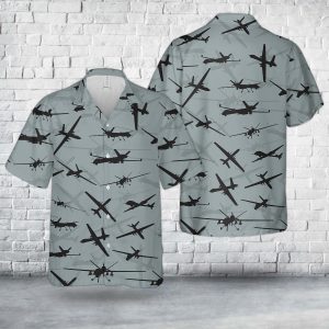 US Air Force General Atomics MQ-9 Reaper Aircraft Silhouettes Hawaiian Shirt