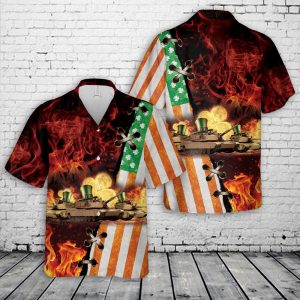 US Army M1 Abrams Tank, St Patrick's Day Hawaiian Shirt