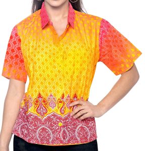 Abstract Orange Unique Design Hawaiian Shirt- For men and women - Fanshubus