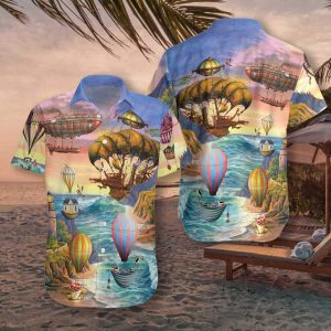 Air Balloon Steampunk Hawaiian Shirt- For men and women - Fanshubus