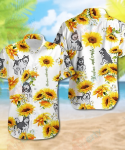 Alaskan Malamute Sunflower Hawaiian Shirt - For Men and Women - Fanshubus