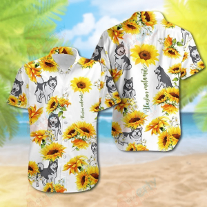 Alaskan Malamute Sunflower Hawaiian Shirt - For Men and Women - Fanshubus