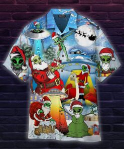 Alien Santa Claus At Christmas Hawaiian Shirt- For men and women - Fanshubus