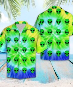 Alien Tiedye Green Best Design Hawaiian Shirt- For men and women - Fanshubus