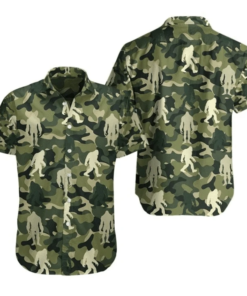 Amazing Bigfoot Camo Print Polyester Hawaiian Shirt - For Men and Women Fanshubus