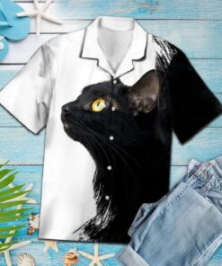 Amazing Black Cat Tropical Hawaiian Shirt