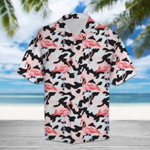 Amazing Camo Flamingo Hawaiian Shirt  -  Unisex  -  Adult