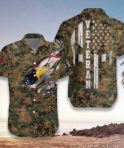 Amazing Camo Us Army Veteran Eagle Hawaiian Shirt- For men and women - Fanshubus