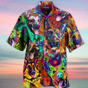 Amazing German Shepherd Colorfull Hippie Hawaiian Shirt- For men and women - Fanshubus