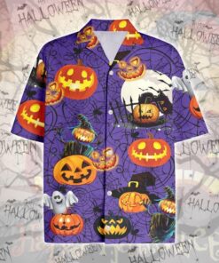 Amazing Halloween Pumpkin Spider Hawaiian Shirt- For men and women - Fanshubus