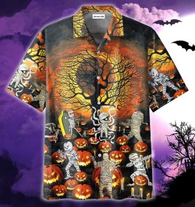 Amazing Mummies in Halloween Night Unisex Hawaiian Shirts- For men and women - Fanshubus