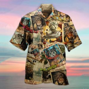Amazing Pilot Cat Beach Retro Hawaiian Shirt- For men and women - Fanshubus