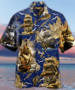 Amazing Pirate Ship Hawaiian Shirt- For men and women - Fanshubus