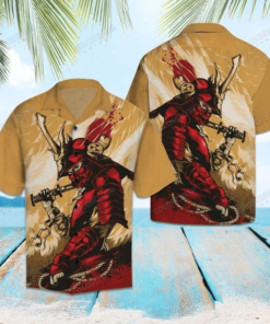 Amazing Red Samurai Hawaiian Shirt .