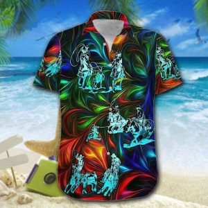 Amazing Team Roping Neon Hawaiian Shirt | For Men &amp; Women | Adult |- For men and women - Fanshubus