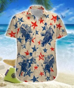 America Bull Riding Blue And Red Stars Hawaiian Shirt - For Men and Women Fanshubus