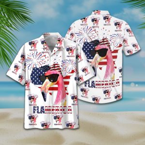 America Flag Flamingo Hawaiian Shirt | For Men &amp; Women | Adult |- For men and women - Fanshubus