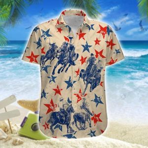 America Team Roping Hawaiian Shirt- For men and women - Fanshubus
