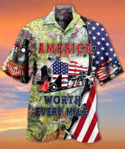 America Worth Eery Mile Hawaiian Shirt | UniShirtex | Adult |- For men and women - Fanshubus