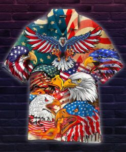 American Bald Eagle Hawaiian Shirt- For men and women - Fanshubus