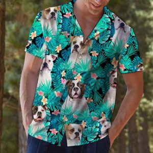 American Bulldog Tropical Blue Best Design Hawaiian Shirt- For men and women - Fanshubus