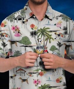 American Foxhound Hawaiian Shirt Hawaii Beach Retro .