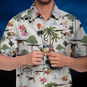 American Foxhound Hawaiian Shirt Hawaii Beach Retro .