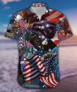 American Patriotic Eagle Memorial Day Hawaiian Shirt- For men and women - Fanshubus