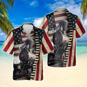 American Type Steam Locomotive Hawaiian Shirt- For men and women - Fanshubus