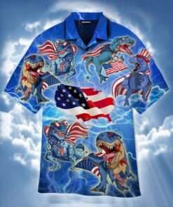 Amerisaurus Rex America Rawr Hawaiian Shirt- For men and women - Fanshubus