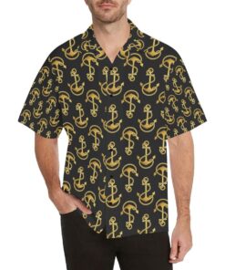 Anchor Gold Pattern Hawaiian Shirt