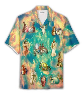 Angel in Heaven Sunset Easter Day Unisex Hawaiian Shirts- For men and women - Fanshubus