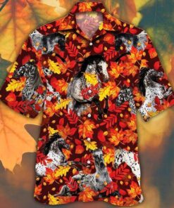 Appaloosa Horse Lovers Autumn Red Leaves Hawaiian Shirt- For men and women - Fanshubus