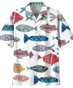 Aquarium Hawaiian Shirt Navy (1)- For men and women - Fanshubus