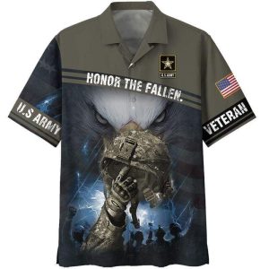 Army Helmet Honor The Fallen US Army Unisex Hawaiian Shirts- For men and women - Fanshubus