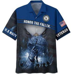 Army Helmet Honor The Fallen US Navy Unisex Hawaiian Shirts- For men and women - Fanshubus