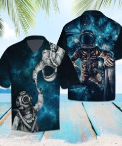 Astronaut Blue Unique Design Hawaiian Shirt Tee- For men and women - Fanshubus