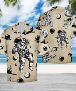 Astronaut Cream Unique Design Hawaiian Shirt- For men and women - Fanshubus