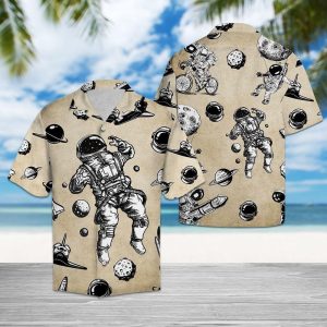 Astronaut Cream Unique Design Hawaiian Shirt- For men and women - Fanshubus