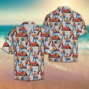 Attractive Cowboy Unisex Hawaiian Shirt  -  Crazy Funny Hawaiian Shirt  -  Western Vintage Hawaiian Shirt .