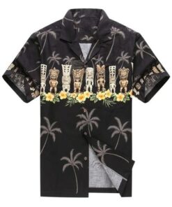 Awesome Black Tiki Hawaiian Shirt - For Men and Women - Fanshubus