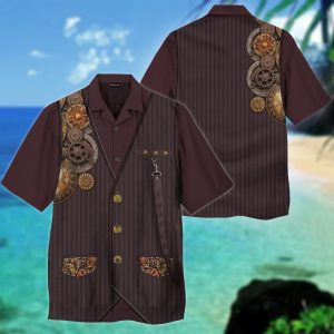 Awesome Steampunk Mechanic Us Army Veteran Camo Hawaiian Shirt | For Men &amp; Women | Adult | Hw2848- For men and women