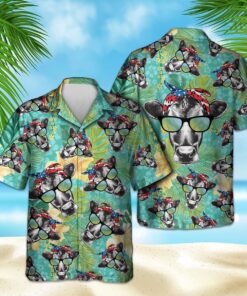 BADASS AMERICAN COW HAWAIIAN SHIRT .