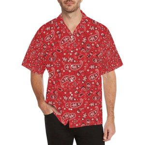 Bandana Paisley Red Print Design LKS31 Hawaiian Shirt- For men and women - Fanshubus