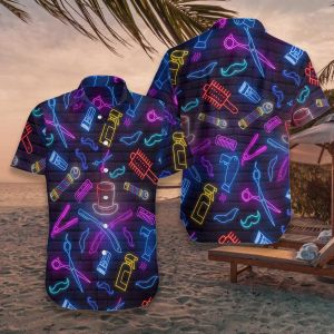 Barber Shop Neon Hawaiian Shirt | For Men &amp; Women | Adult |- For men and women - Fanshubus