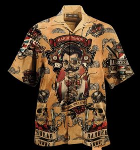 Barbershop Brown Unique Design Hawaiian Shirt- For men and women - Fanshubus