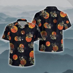 Basketball Hawaiian Black Orange Nice Design Hawaiian Shirt- For men and women - Fanshubus
