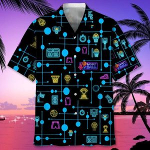 Basketball Set Neon Hawaiian Shirt- For men and women - Fanshubus