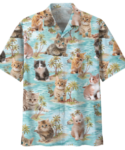 Beach Cat Hawaiian Shirt (1) - For men and women - Fanshubus